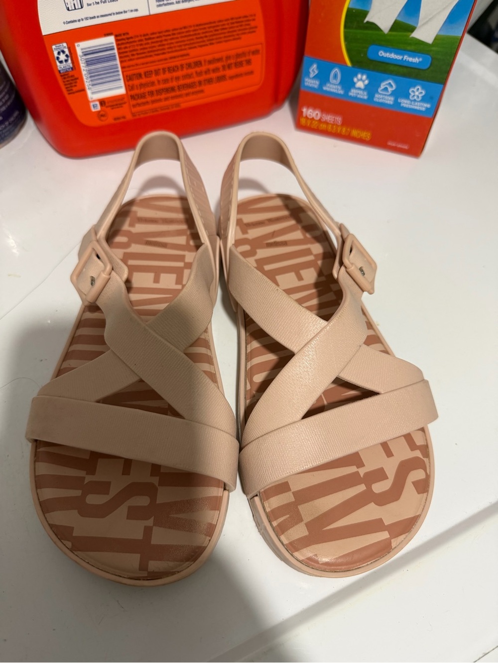 Melissa Beige Crisscross Slingback Sandals